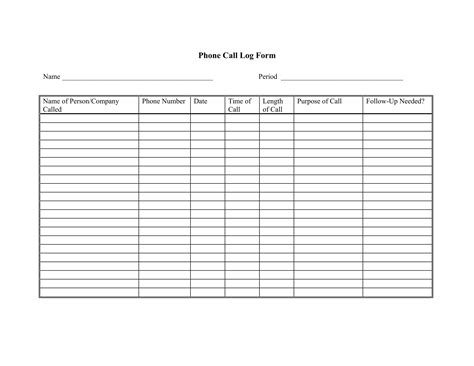 Printable Call Log - 19+ Examples, Format, Pdf