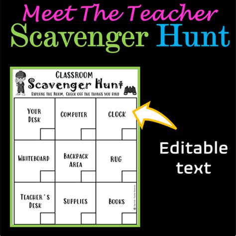 Meet The Teacher Night And Open House Scavenger Hunt Editable