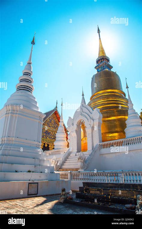 Group Of Pagoda In Wat Suan Dok Famous Temple In Chiang Mai Thailand