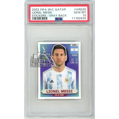 Lionel Messi 2022 Panini Fifa World Cup Soccer Sticker Arg20 Psa 10