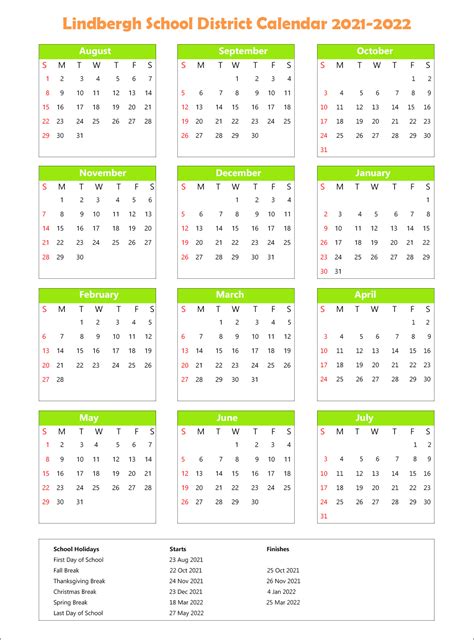 Lindbergh School District Calendar Holidays 2021-2022