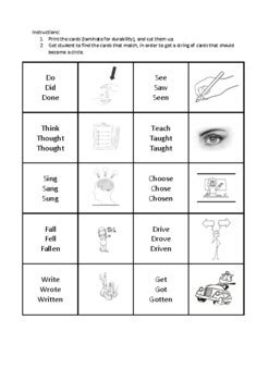 Irregular Verbs Dominoes Game By The Esl Educator Tpt