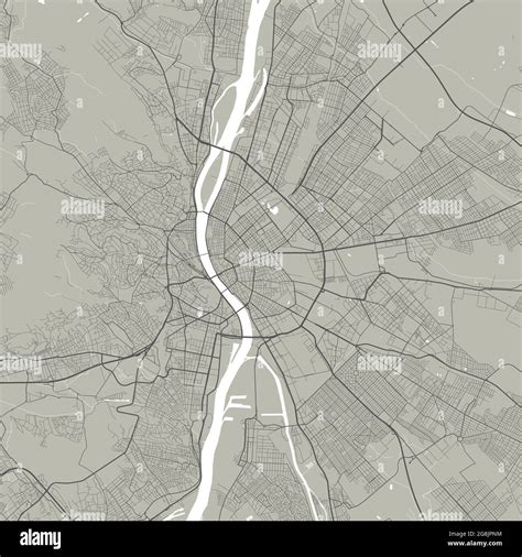 Vector map of Budapest, Hungary. Urban city in Hungary. Street map poster illustration. Budapest ...