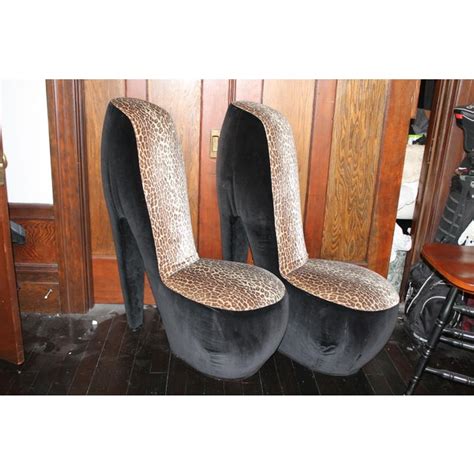 Leopard Print High Heel Shoe Chairs A Pair Chairish