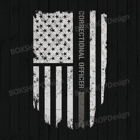 Correction Officer Thin Silver Line Flag Usa American Flag Etsy