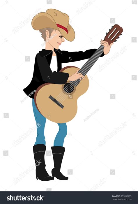 Cartoon Vector Illustration Country Singer Girl Vector Có Sẵn Miễn