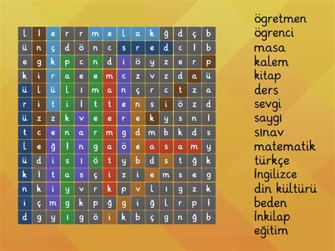 Kelime Bulmaca Okul Wordsearch