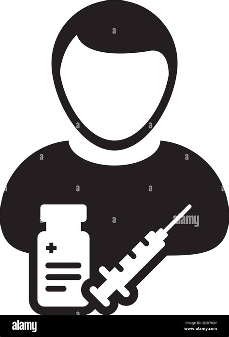 Patient Icon Vector With Vaccine Syringe Male User Person Profile