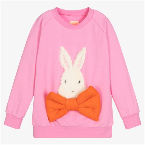 Wauw Capow By Bangbang Girls Pink Bunny Sweatshirt Childrensalon