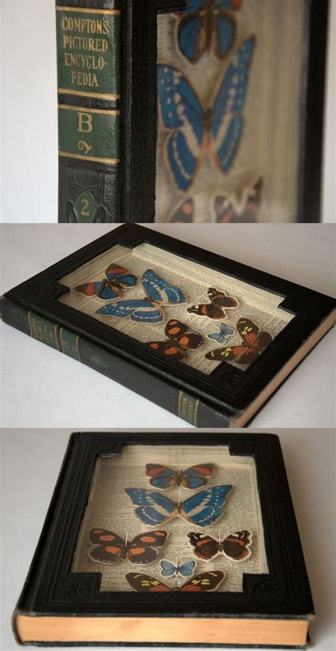 Two Books With Butterflies On Them Are Shown In Three Different Frames