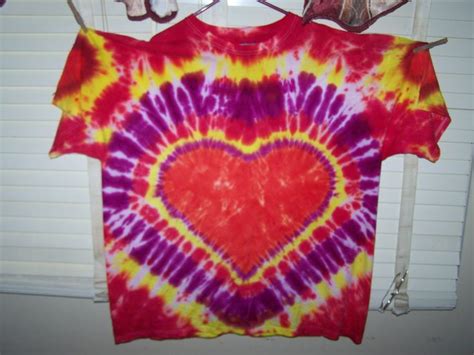 Heart Burst Purple Yellow Red Tie Dye Purple Dyed Tops