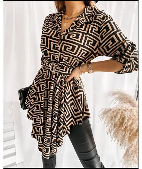 Дамска асемитрична туника с големи мотиви на Версаче | afashion.eu