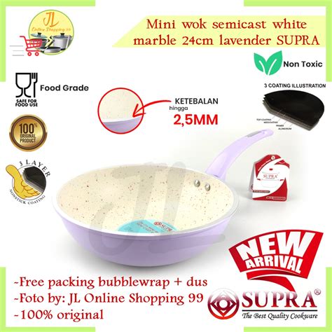 Jual Panci Supra Mini Wok 24cm White Marble Pastel Lavender Panci