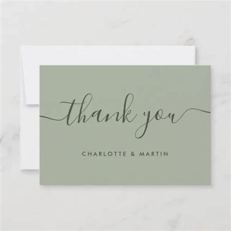 Modern Sage Green Wedding Thank You Card Zazzle