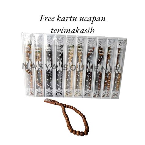 Jual Souvenir PERNIKAHAN Tasbih KAYU Kemas FULL Mika MOTIF 50PCS FREE