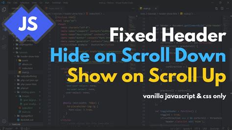 How To Hide Header On Scroll Down Show On Scroll Up Vanilla Javascript