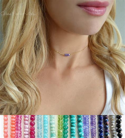 Gemstone Choker Necklace Choose Your Favorite Gemstone Glass Palace Arts