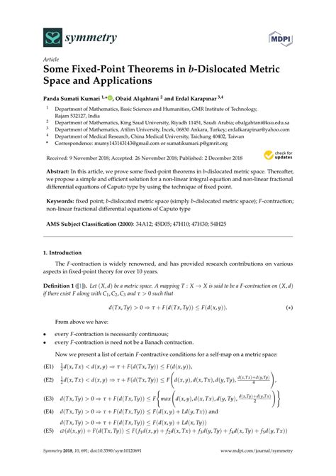 Pdf Some Fixed Point Theorems In B Dislocated Metric Space And