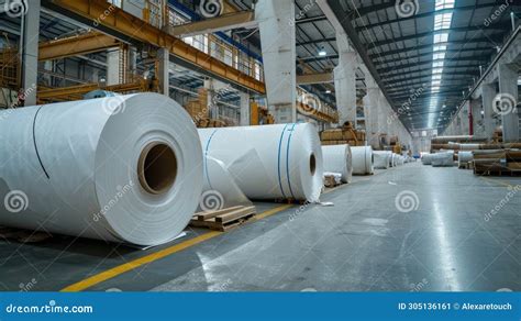 Paper Roll Storage In Industrial Warehouse Royalty-Free Stock ...