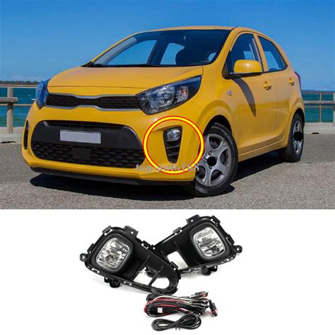 Halogen Front Fog Lamp Kit W Bulb Switch Wiring Bezel For Kia Picanto