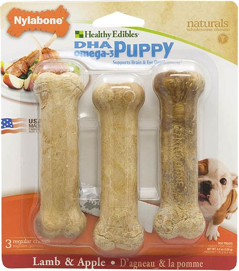 Nylabone Healthy Edibles Longer Lasting Triple Pack Puppy Lamb And Apple