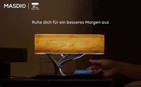 Masdio Nachttischlampe Schreibtischlampe Mit Kabellosem Ladeger T