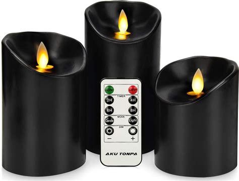 Aku Tonpa Flameless Candles Battery Operated Pillar Real Wax Electric Led Candle Set