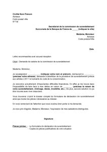 Lettre De Saisine De La Commission De Surendettement Mod Le De Lettre