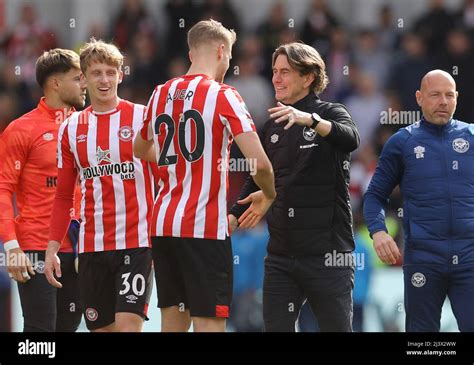 London England Th April Kristoffer Ajer Of Brentford Hugged