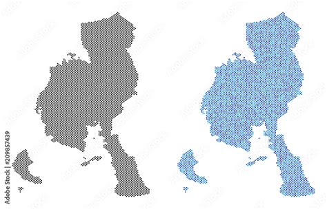 Dotted Veraguas Province map version. Vector territorial schemes in black color and cold blue ...