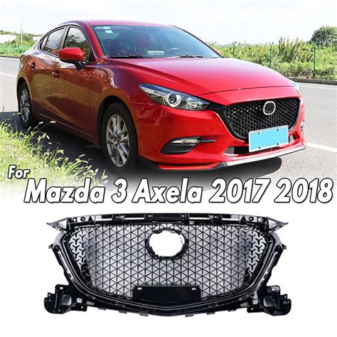 Abs Glossy Black Front Bumper Grill Upper Grille For Mazda Axela