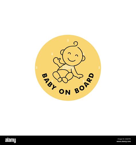 Vector Illustartion For Car Sign Baby On Board On Yellow Background