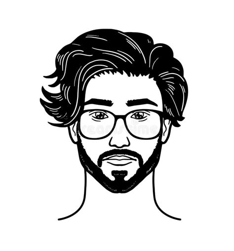 Vector Portrait Hipster Image Of Bearded Man For Barbershop Stock