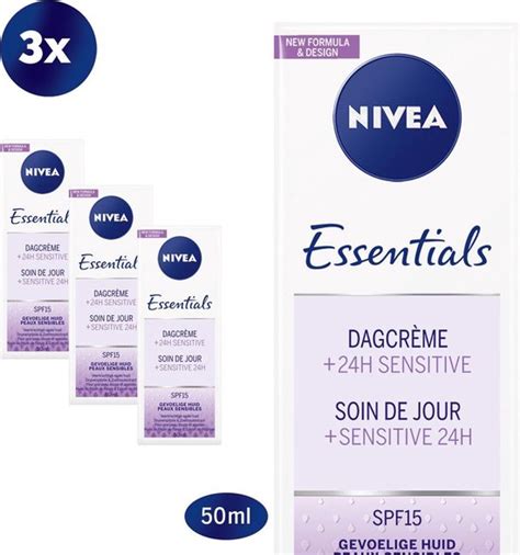 NIVEA Essentials Sensitive SPF 15 3 x 50 ml Dagcrème bol