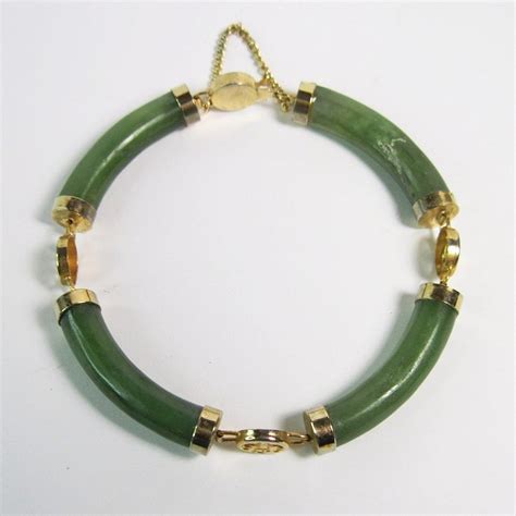 Vintage Jade Bracelet With Chinese Characters Chinoiserie Etsy