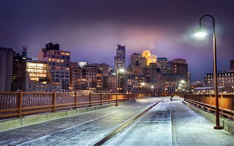 HD wallpaper: Minnesota City, minneapolis, skyline, night, snow, winter ...