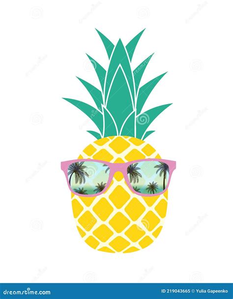 Cute Summer Pineapple In Sunglasses Vector Illustration Stock Vector Illustration Of Cartoon