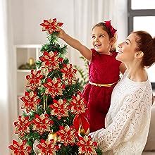 Amazon Sggvecsy Pcs Christmas Glitter Poinsettia Flowers