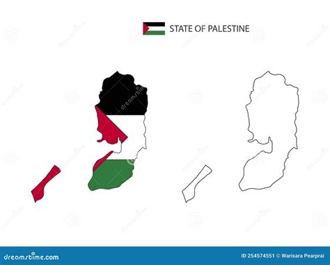 State Of Palestine Map City Vector Divided By Outline Simplicity Style