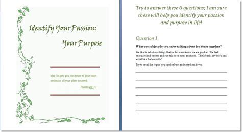 Life Purpose Worksheet Pdf