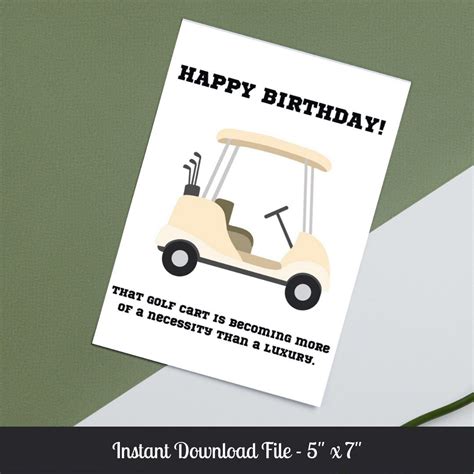 Happy Birthday Card Golf Printable Card Instant Download for Him Sports ...