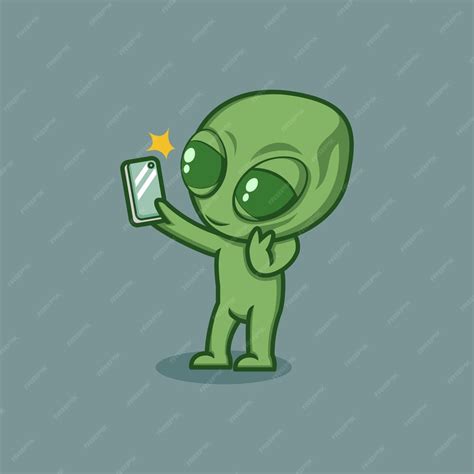 Extraterrestre De Dibujos Animados Lindo Tomando Selfie Vector Premium