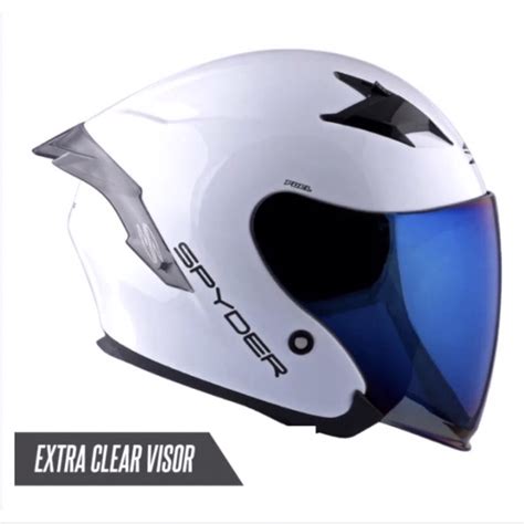 Spyder Fuel Model Half Face Dual Visor Helmet Free Clear Visor