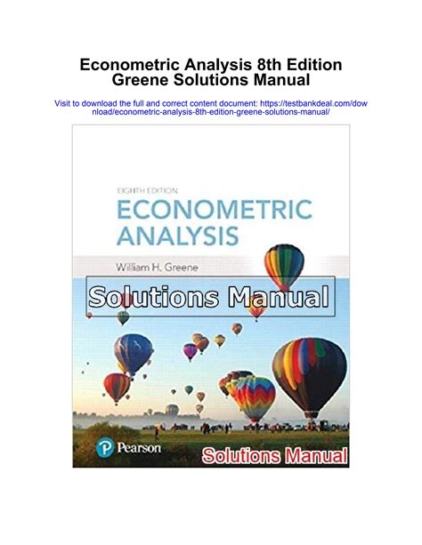 Econometric Analysis 8th Edition Greene Solutions Manual By Stephanie