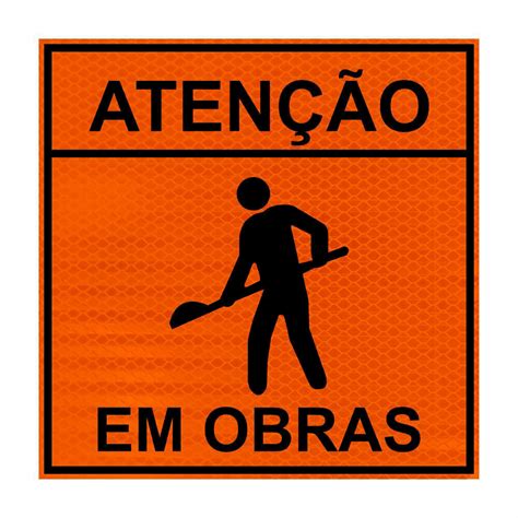 Placa atenção em obras Sinal Center Empresa de Sinalização