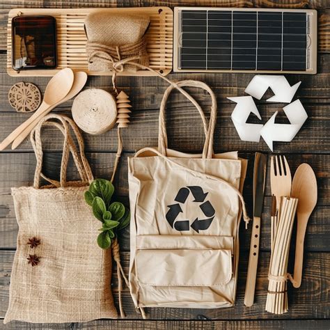 EcoFriendly Essentials Reusable Bags Bamboo Utensils and Solar Panels ...