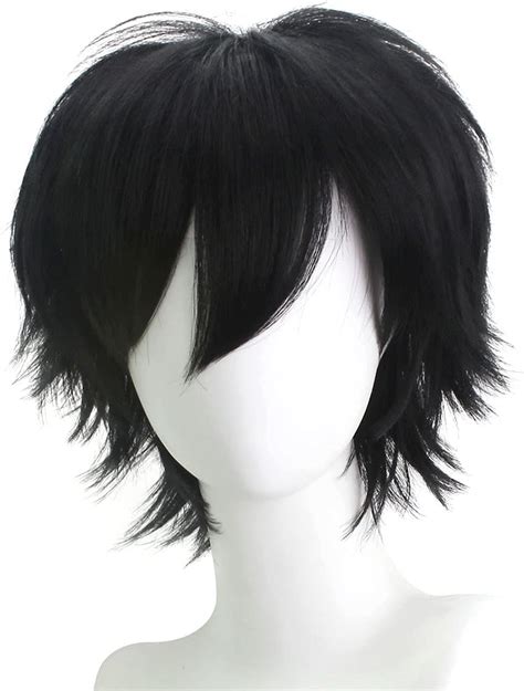 Alibuy 13 Inch Dark Brown Short Curly Anime Cosplay Wigs