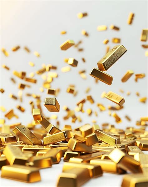 Premium Photo Many Gold Bars Falling On White Background