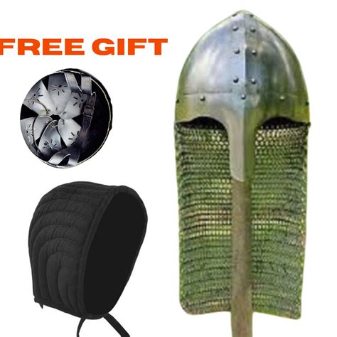 New Norman Medieval Viking Spangenhelm Nasal Helmet With Chainmail