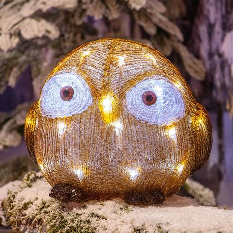 Hibou lumineux à piles 30 LED H20 cm Ginette Blanc froid Décoration